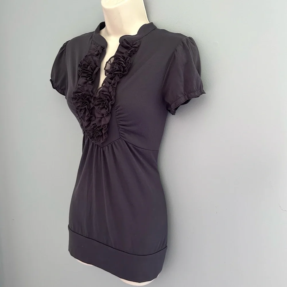 Y2K Vintage Ruffled Babydoll Top Purple Gray Size Medium - Picture 4 of 12